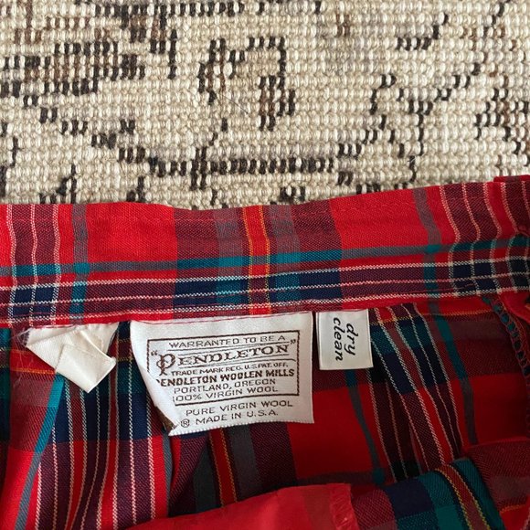 Vintage Red Plaid Pendleton Midi Skirt - Picture 2 of 3